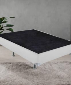 Base Box Casal Simples Corino Branco – ALTO NÍVEL CAMAS E COLCHÕES