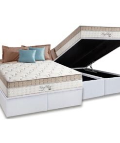 Colchão Queen King Best D28 + Base Box Baú Branco – ANJOS COLCHÕES + BIOSTAR