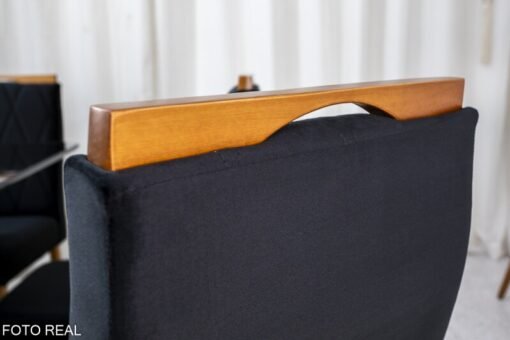 Mesa de Jantar Pedro Mel Vidro Preto 160×80 6 Cadeiras Lisboa Veludo Preto 504 Madeira Maciça Art Assento - Entregue Montada - Imagem 6