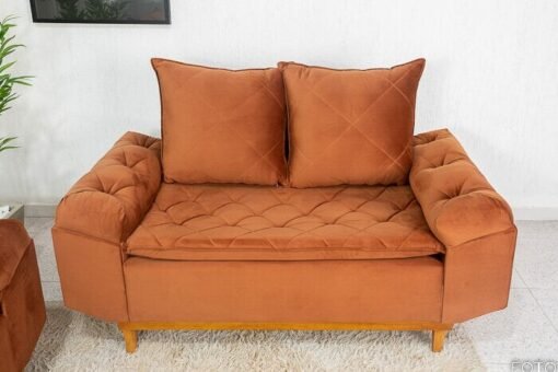 Sofá 2 lugares Bélgica Veludo Terracota Larg. 1.60m - Imagem 2