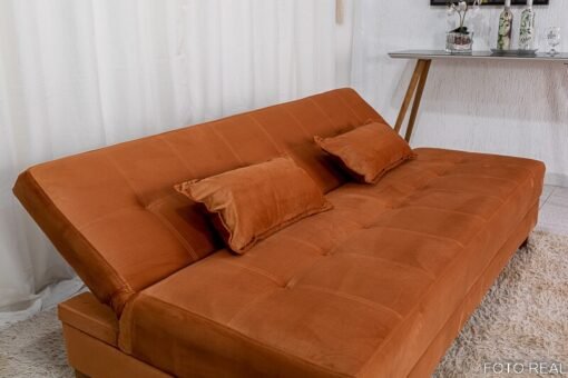 Sofá Cama Arpoador Veludo Terracota 12116 Larg. 1.85m