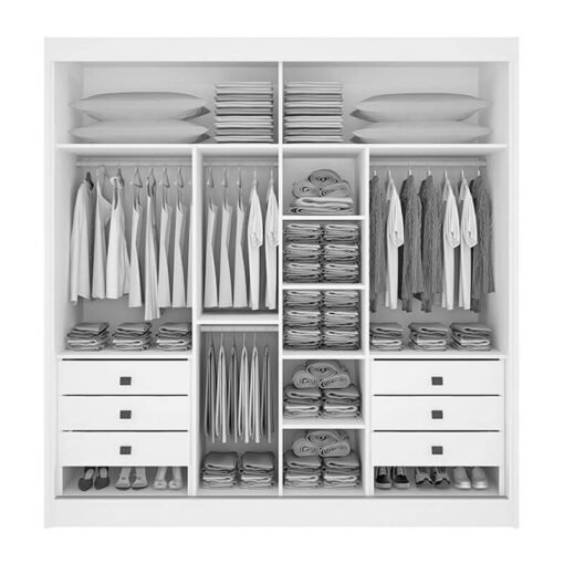 Roupeiro Casal Titanium Cinamomo/Off 2 Portas 6 Gavetas C/ 1 Espelho 100% MDF Portas Flex Larg. 2.20m - D Doro - Imagem 2