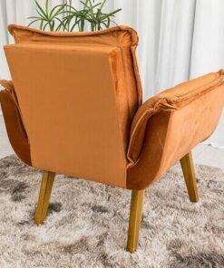 Poltrona Pérola Base Fixa Veludo Terracota