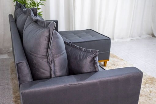 Sofá 3 Lug. Milão C/Chaise Lado Esquerdo Veludo Cinza 814 Larg. 2.30m - Molas Ensacadas - Imagem 3