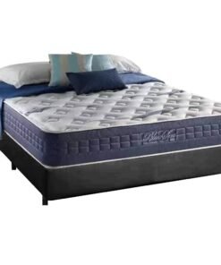 Colchão Casal Blue Sea D28 + Base Box Simples Corino Preto – ANJOS COLCHÕES + ALTO NÍVEL CAMAS E COLCHÕES