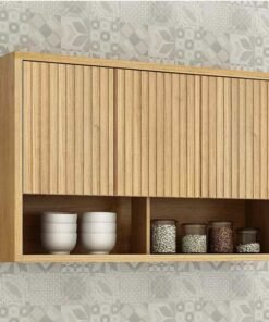 Aéreo Cozinha Torino Cinamomo 3 Portas Ripado Larg. 1.20m - Valdemoveis