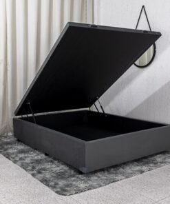 Base Box Baú Casal 138x188x42 Veludo Cinza Portobel