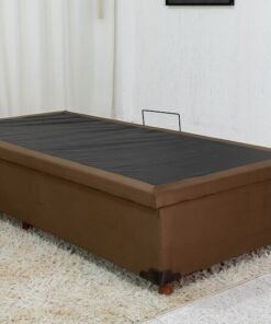 Base Box Baú Solteiro Prime Chocolate Sued 88x188x38 - SE