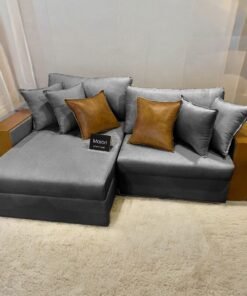 Sofá Cama Retrátil Maiori 2,52 m Linho Grafite 06 - INNOVE ESTOFADOS