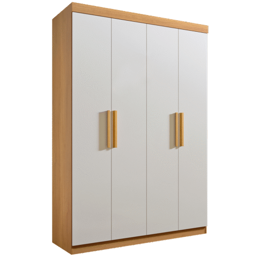 Guarda-Roupa 4 Portas Colibri + Cômoda Ipanema Cinamono/Off White - D'DORO MÓVEIS - Imagem 2