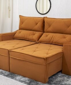 Sofá Retrátil Reclinável Moscou Veludo Terracota A62 Larg. 2.00m