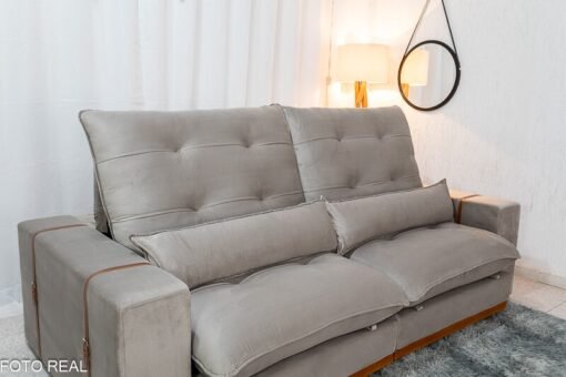 Sofá Retrátil Reclinável Toronto Veludo Avelã 4052 Larg. 2.50m - Molas Ensacadas - Imagem 7