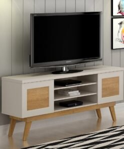 Rack até 65" Detroit Off White/Cinamono - VALDEMÓVEIS