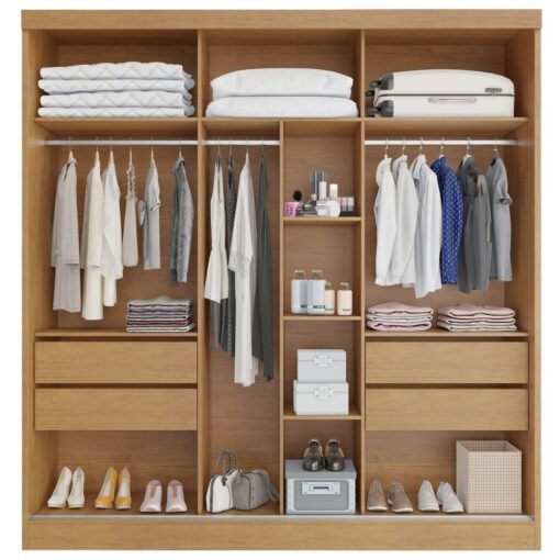 Guarda-Roupa 3 Portas Capri 2,21 m Nature/Off White - BIANCHI - Imagem 2