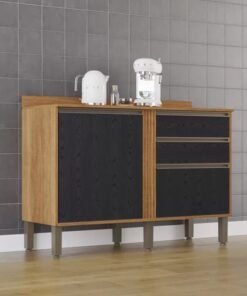Balcão Cozinha Pérola 2 Portas Larg. 1.20m Cinamomo/Preto Sallêto
