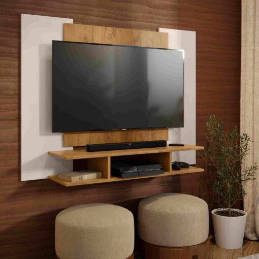 Painel até 50" EJ Off White/Freijó - EJ MÓVEIS