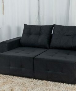 Sofá Retrátil 3 Lugares Havaí Larg. 1.80m Veludinho Preto 17