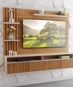 Painel Aurora Mel/Off Detalhe Ripado TV até 65 Polegadas Larg. 1.80m - Viero