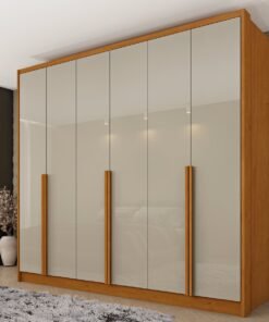 Guarda-Roupa 6 Portas Fortuna 2,43 m Cinamono/Off White - TCIL