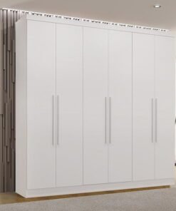 Roupeiro Casal Coliseu Branco 6 Portas 4 Gavetas Larg. 2.20m - Sallêto