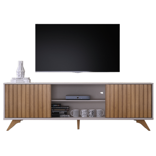 Bancada até 65" Manaus Off White/Cinamono - VALDEMÓVEIS - Imagem 2