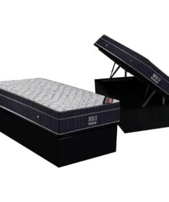 Colchão Solteiro Airtech Progressive D26 + Base Box Baú Corino Preto – ORTOBOM + ALTO NÍVEL CAMAS E COLCHÕES