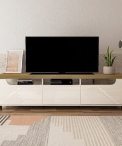 Rack até 75" Mercury Pinho/Off White - ARTELY