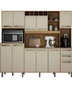 Armário Cozinha Completa Petra Cinamomo/Off White Valdemoveis