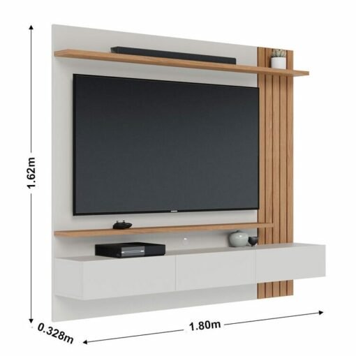 Home Suspenso Juriti Larg. 1.80m para TV até 70 Polegadas Off White/Freijó Colibri - Imagem 5