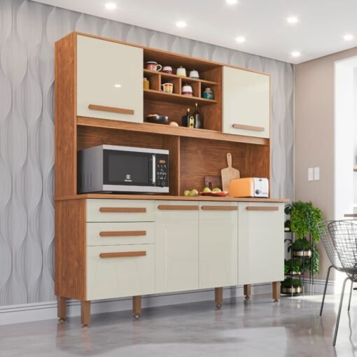 Kit Cozinha Luna/Lara Prime 1,62 m Cinamono/Off White - IMOP