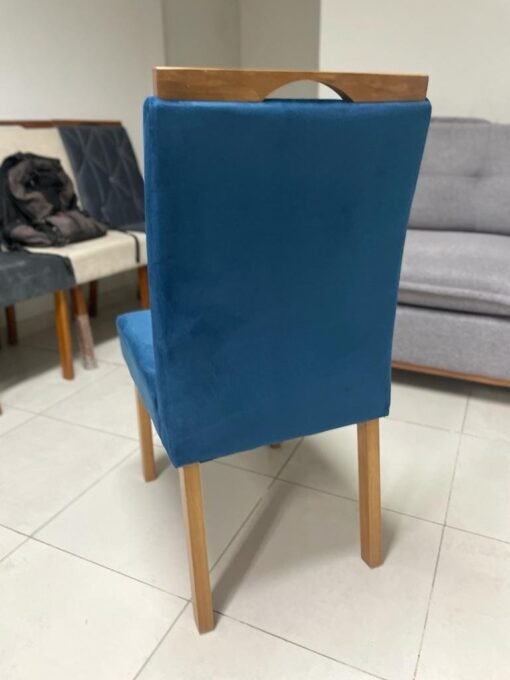 Kit 2 Cadeiras Roma Mel/Veludo Azul – WM DECOR - Imagem 4