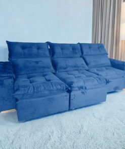 Sofá Retrátil e Reclinável Imperial 2,75 m Veludo Jolie Azul 07 – IMPERIAL DECOR