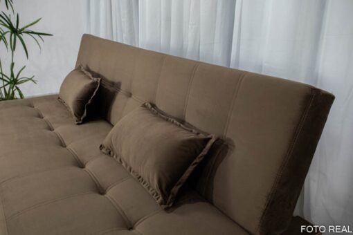 Sofá 4 lugares e Sofá Cama Casal Arpoador Veludo Marrom - Imagem 6