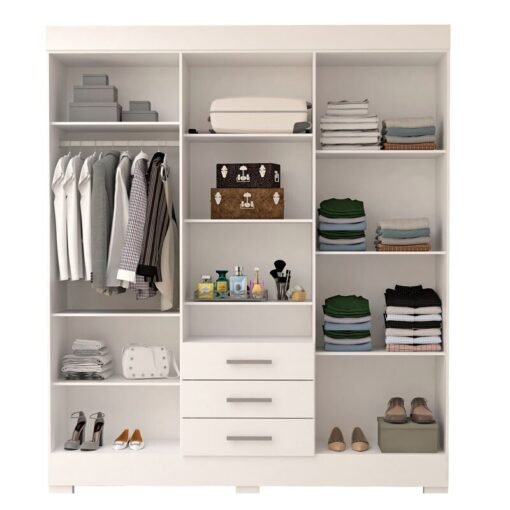 Roupeiro Débora Branco 6 Portas C/ Espelho e Pés 100% MDF Larg. 1.78m - ACP - Imagem 2