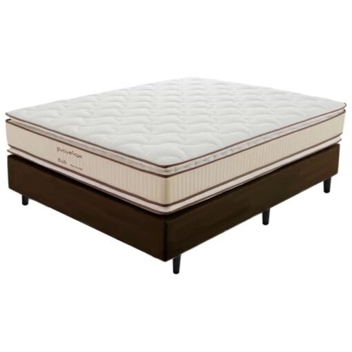Colchão Casal Bali + Base Box Simples Corino Marrom – PRORELAX + BIOSTAR