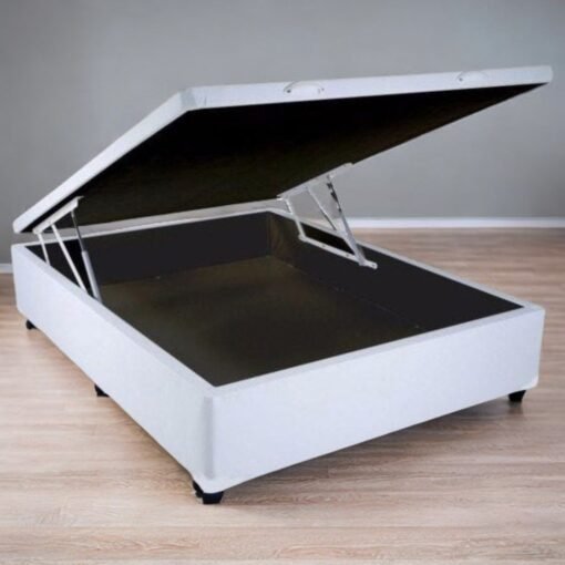 Base Box Casal Baú Corino Branco - ALTO NÍVEL CAMAS E COLCHÕES