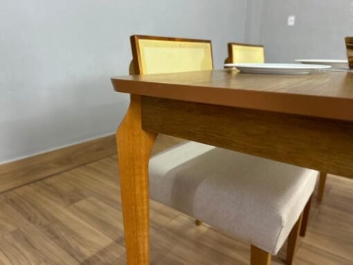 Mesa de Jantar Alegra 1.60×0.80 Com 6 Cadeiras Grécia – Cinamomo/Bege - Imagem 3