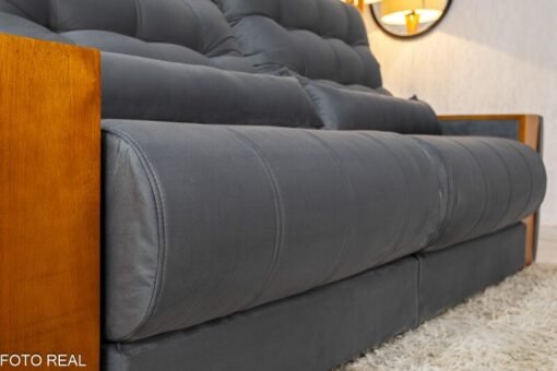 Sofá Retrátil Reclinável Gênova Veludo Cinza 814 Larg. 2.30m - Molas Ensacadas - Imagem 7