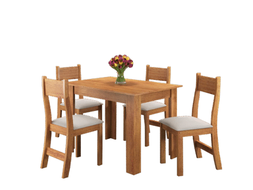 Mesa Palace/Perla Mel com 4 Cadeiras Brisa Veludo Marfim - VIERO MÓVEIS - Imagem 2