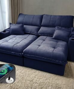 Sofá Retrátil e Reclinável Zeus/Afrodite 2,90 m Azul - ZARAT ESTOFADOS