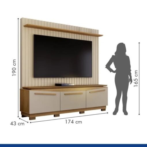 Home Theater até 75" Montreal Off White/Cinamono - VALDEMÓVEIS - Imagem 5