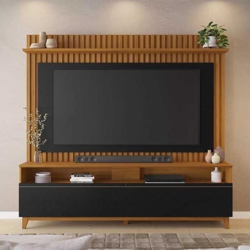 Home NT 1340 Freijó/Preto Ripado TV até 65 Polegadas Larg. 1.83m - Notável