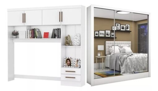 Modulado 4 Portas + Guarda-Roupa 3 Portas Dubai/Santiago Premium Branco - CARIOCA MÓVEIS - Imagem 6
