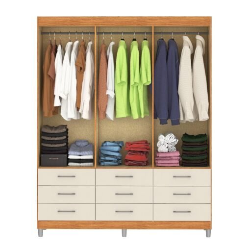 Guarda-Roupa 6 Portas Paraty 3690 1,50 m Cinamono/Off White - FELLICCI - Imagem 3