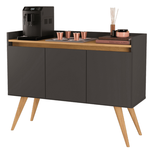Buffet 3 Portas Gold Preto/Mel - MÓVEIS PRIMUS - Imagem 2