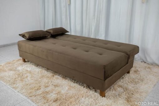 Sofá 4 lugares e Sofá Cama Casal Arpoador Veludo Marrom - Imagem 8