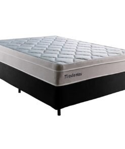 Colchão Casal Tiradentes D28 + Base Box Simples Corino Preto – COLCHOMINAS + ALTO NÍVEL CAMAS E COLCHÕES