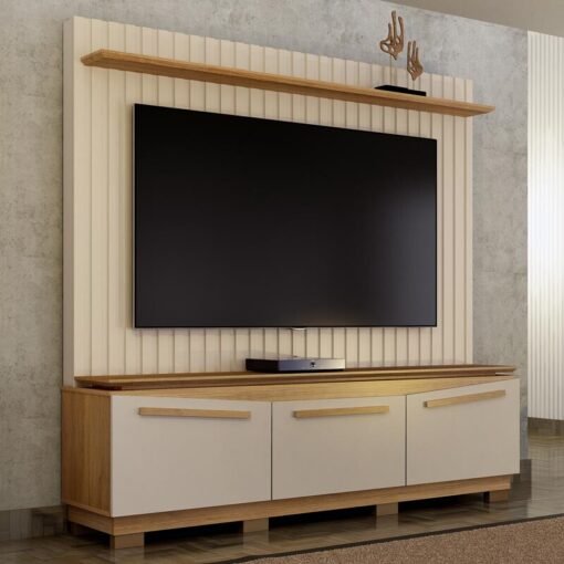 Home Montreal Off/Cinamomo Painel Ripado TV até 75 Polegadas Larg. 1.74m - Valdemoveis