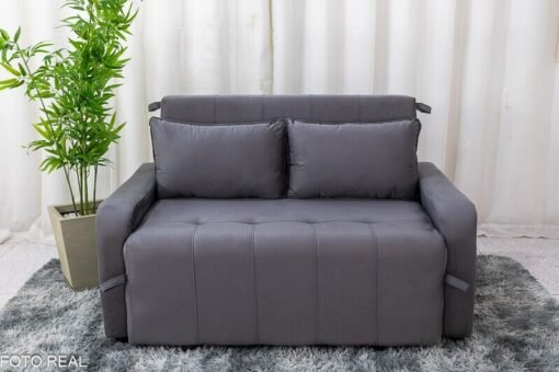 Sofá Cama Amora New Veludinho Cinza 250 Larg. 1.37m - Imagem 3