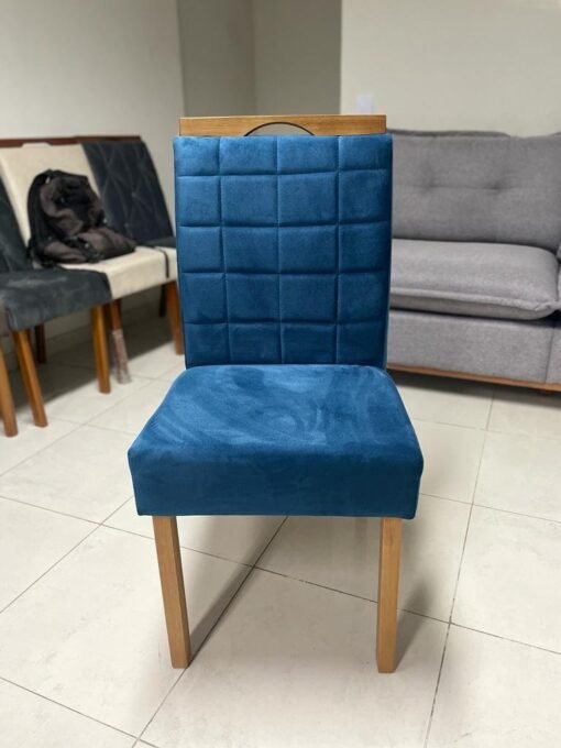 Kit 2 Cadeiras Roma Mel/Veludo Azul – WM DECOR - Imagem 2